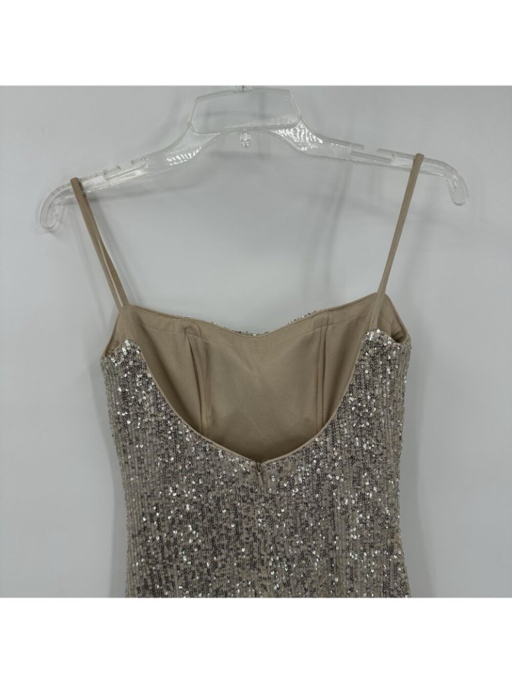 LA FEMME mini dress silver sequins 2 party girls night out vegas club bodycon - Picture 6 of 9